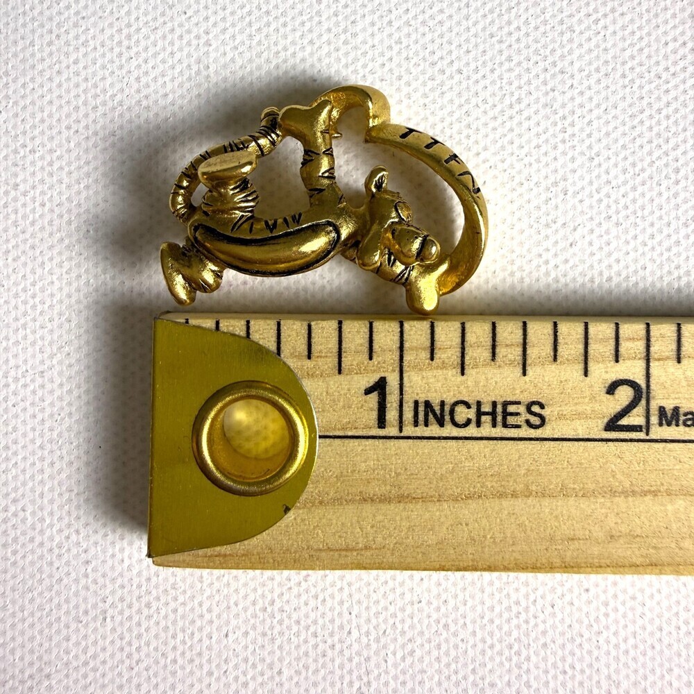 Disney Tigger TTFN Pin Gold Tone Winnie the Pooh Ta Ta For Now Brooch Engraved - Picture 9 of 11